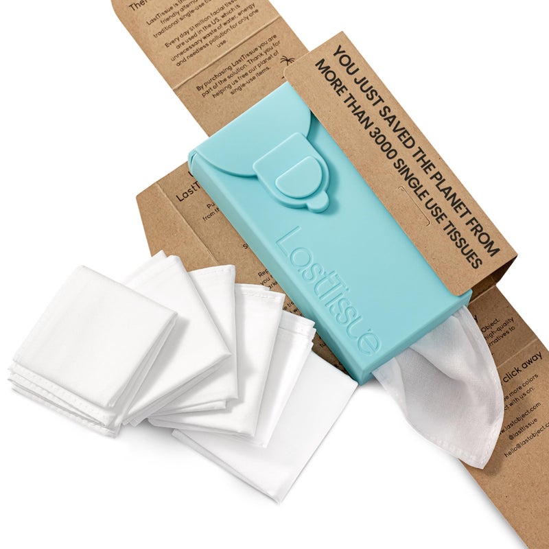 LastTissueÂ® Reusable Cotton Tissue Pack â€“ Sustainable, Durable, Eco-Conscious, Portable & Washable Facial Tissues for Men and Women with Travel Handkerchief Storage Case - Image 1